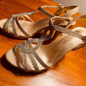 Gold Heels with Crystal encrusted Straps